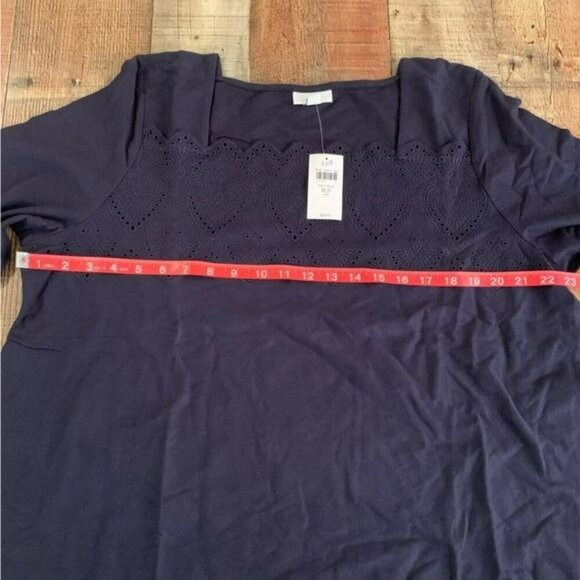 J. Jill navy blue 3/4 sleeve top blouse XLP petite - Picture 7 of 7